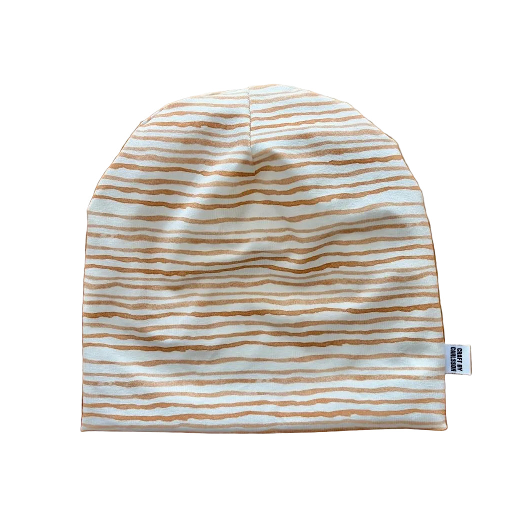 Mössa, randig beige| stl S-L, ungdom-vuxen| ekologisk bomull