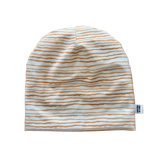 Mössa, randig beige| stl S-L, ungdom-vuxen| ekologisk bomull